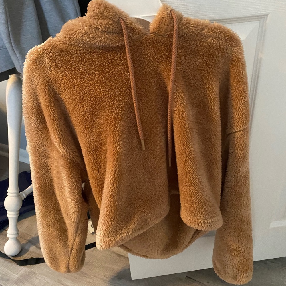 sherpa cropped hoodie